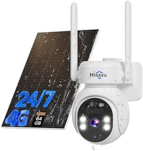 Hiseeu 4G LTE Cellular Security Camera Solar Powered, No WiFi Security Camera Wireless Outdoor, 24/7, PIR Motion, 2 Way Talk, 360° PTZ, 2K Color Night Vision, 64G SD & SIM Card Included