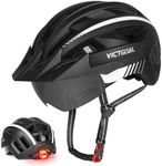 Victgoal Bike Helmet for Men Women with Led Light Detachable Magnetic Goggles Visor Mountain & Road Bicycle Helmets Adjustable Size Adult Cycling Helmets (Black White, L: 22.4-24 inch (57-61 cm))