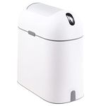 ELPHECO 9.5 Liters Motion Sensor Bathroom Bin, 2.5 Gallon Waterproof Trash Bin with Butterfly lid, Bathroom Waste Basket Garbage Bin for Bedroom Kitchen and Office use, White with Grey Button