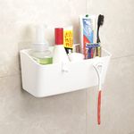 HOKIPO Plastic Magic Sticker Series Self Adhesive Bathroom Shelves (White)