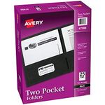 Avery Two-Pocket Portfolios, Embossed Paper, 30-Sheet Capacity, Black, Box of 25 (47988)