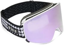 DIFF Frost OTG Snow Goggles for Women, Over glasses Helmet compatible Full UV400 Protection Anti Fog, Houndstooth Lilac Mirror