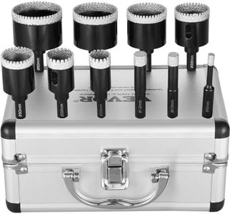 VEVOR Diamond Core Drill Bit Set, 10 PCS 6/10/12/20/25/30/35/40/45/50mm Diamond Hole Saw Kit, Triangular Shank, with Storage Case for Dry and Wet, Diamond Drill Bits for Tile Ceramic Porcelain