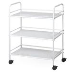 Yaheetech 3-Shelf Storage Trolley on Wheels - Metal Storage Rolling Carts & Mobile Space-Saving Shelving Organiser for Small Spaces,Salon, Hairdressing, Beauty, Spa,Bathroom, Kitchen,White