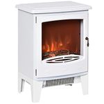 HOMCOM Electric Fireplace Stove, Free standing Fireplace Heater with Realistic LED Flame Effect, Overheat Safety Protection, 900W/1800W, White