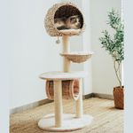 Happy & Polly 51" Cat Tree -Bird Nest Cat Tower Multi-Level Stable Condo for Large Cats Easy to Assemble with Scratching Posts Cat Furniture Activity Center