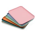 KEILEOHO 6 PCS 31 x 22cm Plastic Colourful Fast Food Serving Trays, 6 Color Rectangular Serving Lap Tray, 12 Inch Coloured Cafeteria Serving Tray for Food Serving Home Hotel Restaurant, 6 Colors