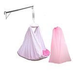 beetot Cotton New Born Baby Swing Cradle (Jhula) Set Cradle Swing,Mosquito Net,Spring,Triangle Hanger,Window Hanger Weight Capacity Up To 20Kg Age From 0-12 Months Jhula (Light Pink)