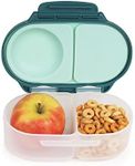 b.box Snack Box for Kids & Toddlers: 2 Compartment Containers, Mini Bento Lunch Box. Leak Proof, BPA free. Ages 4 months+ (Emerald Forest, 12oz capacity)