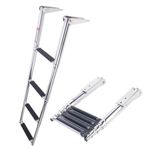 4 Steps Stainless Steel Telescoping Boat Ladder Swim Step Ladder, 600 Pound Capacity for Marine Yacht