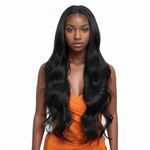 Body Wave Wig Lace Front Wig Pre Plucked Ready to Wear HD Glueless 13X5X1 Synthetic Lace Front Wigs for Women 180 Density 30inch, Black and Blonde Wig Body Effortless Chic(1B)