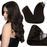 Hetto Micro Loop Hair Extensions Human Hair Micro Beads Hair Extensions Brown Micro Ring Remy Hair Extensions Real Human Hair 16 Inch #2 Darkest Brown 50g 50 Strands