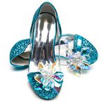 ELSA & ANNA Girls Snow Queen Princess Fancy Dress Up Party Shoes - 3cm Heel - Elsa Dress Up Shoes for Parties & Birthdays, Cosplay - Girls High Heels​​ (BLU14) (Blue, 13 UK Child)