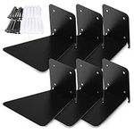 6 PCS Metal Floating Bookshelf, Invisible Book Organizer, Heavy Duty Wall Mounted Bookshelf for Office Bedroom Living Room (Black)