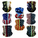 SMEHCF 8 Multipurpose Bandanas for Women Men Headband Balaclava Hair Head Scarf Face Half Airsoft Paintball Mask Neck Gaiters Breathable Reusable Washable Retro US Flag