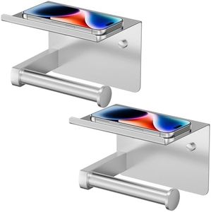 FORIOUS Toilet Paper Holder with Shelf, Adhesive or Screw, Commercial