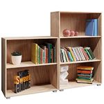 CASARIA® 2x Vela Bookcases | 3 & 2 Tier Compartments Cube Bookshelf | Wooden Storage Rack Bookcase | Modern Shelving | Books Stand Shelf | Any Room Office | 77x60x31cm | Oak Effect