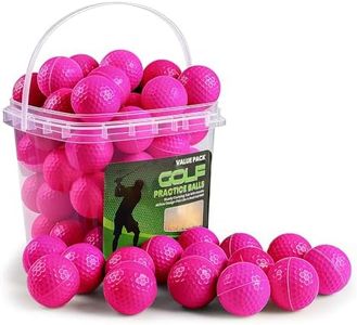 FINGER TEN Foam Golf Practice Balls with Bucket Value 50 Pack, Realistic Feel Limited Flight Long Lasting Training Balls for Indoor Outdoor Backyard Use Orange Yellow Pink (Pink, 50 Pack)