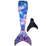 Fin Fun Limited Edition Mermaid Tail for Swimming for Women, Teen and Adults with Monofin, Large, Lunar Tide