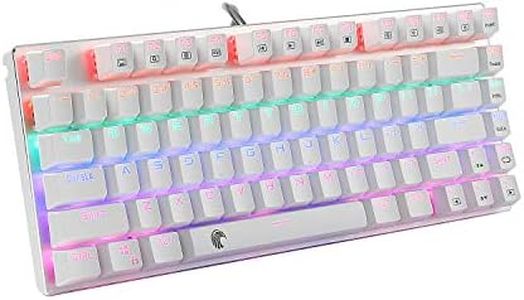 HUO JI 60% Mechanical Gaming Keyboard, E-Yooso Z-88 with Brown Switches, Rainbow LED Backlit, Compact 81 Keys, Silver and White