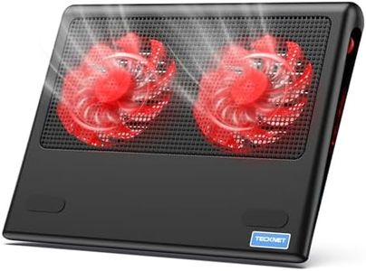 TECKNET Laptop Cooling Pad - 12"-15.6" Laptops Cooler, Powerful Cooler and Ultra Quiet for Gaming Laptops Pad, 2 Wind Speed Adjustable, USB A & C Powered Cooler Stand with Laptop Fan LED (Red)