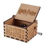 bigaxi wooden hedwig theme harry potter hand cranked collectable engraved music box-Brown