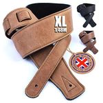 British Handmade Real Leather Guitar Strap: Finest Ultra Soft Italian Nappa Leather, 148cm long Foam Cushion Padded Guitar Belt - Suits Electric, Bass or Acoustic Instruments (inc Semi/Electro)