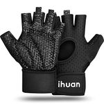 Breathable Weight Lifting Gloves Black for Men & Women Fingerless Workout Gym Gloves with Wrist Support | Enhance Palm Protection and Extra Grip for Crossfit | Lifting | Training | Rowing | Pull ups