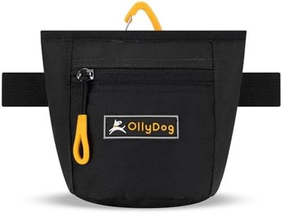 OllyDog Goodie Treat Bag, Dog Treat Pouch, Waist Belt Clip for Hands-Free Training, Magnetic Closure, Dog Training and Behavior Aids, Three Ways to Wear (Raven)