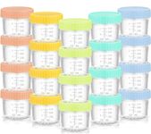 20 Pack Glass Baby Food Containers, 4 Oz Glass Baby Food Storage Jars with Airtight Lids, Reusable Leak-Proof Baby Food Jars, Freezer Microwave Dishwasher Safe