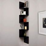 Dime Store Wooden Wall Shelves | Corner Hanging Shelf for Living Room Stylish | Zig Zag Home Decor Floating Display Rack for Storage