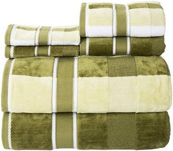 Lavish Home 6-Piece Complete Bath Towel Set – Luxurious Solid and Striped Absorbent Cotton Towels – Machine Washable Bathroom Set by (Green)