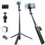 K&F CONCEPT TF08 180 cm Selfie Stick Tripod for iPhone, 3-in-1 Clip, Magnetic & 1/4" Screw Phone Tripod, Magnetic Tripod Compatible with iPhone 17/16/15, Insta360 Luna Ultra, Pocket 4/3, GoPro, AKASO
