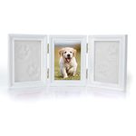 Pet Memorial Frames Cat or Dog Paw Print Keepsake Triple Folding Photo Frame with Clay Imprint Kit