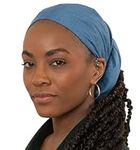 Olivia Sylx Head Wraps for Black Women - African Hair Wrap & Hair Scarf - Jersey Hair Turbans for Women - Soft & Breathable Headwrap, Light Blue Denim, OSFM