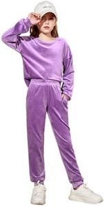 Arshiner Girls 2 Piece Clothing Set Sweatsuits Set Kids Velour Sweatshirts & Sweatpants Tracksuits Set