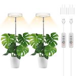 Wiaxulay Grow Lights for Indoor Plants, Full Spectrum Plant Grow Light, Height Adjustable Grow Lights with 3/9/12Hrs, 10 Brightness, 3 Optional Spectrums, Ideal for Small Plants, 2 Packs