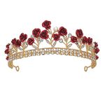 SYGA Crown Queen Rose Flower Tiaras Princess Hair Jewelry Headbands for Party Engagement Wedding (Crown-RedRose)