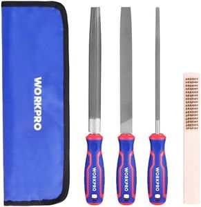 WORKPRO Metal File Set 3PCS 8 Inch High Carbon Steel Flat, Round & Half-Round Files for Metal, Wood & Plastic, Durable Hand Tools for Shaping, Smoothing & Finishing