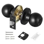 Faankiton Privacy Keyless Lock Set Stainless Steel Interior Door Knobs, Privacy Door Knob with Lock Sets Round Interior Door Handle for Bedroom/Bathroom, 1 Pack (Privacy Door Lock, Black)