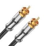 Subwoofer Cable EMK Digital Coaxial Cable Dual Shielded with Gold Plated RCA to RCA Connectors SPDIF Cable (15 Feet/5M, RCA Coaxial Male to Male, Silver)