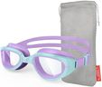 Emsina Kids Swim Goggles, Swimming Goggles for Kids Age 3-10 Boys and Girls (Purplelightgreen_Clear) … …