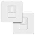 LIDER PIR Motion Sensor Light Switch, Occupancy/Vacancy Modes, 230V, No Earth No Neutral, Adjustable Time Delay, UKCA Certified, White, 2-Pack (Use a 35mm-deep back box)