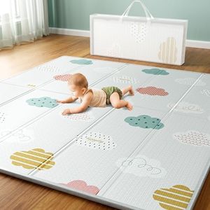 Uanlauo XXL Tapis Bebe, 200x180x1.5 cm Tapis Jeux, Tapis sol Bebe Impermeable, Tapis Bebe Pliable avec sac de Transport，Tapis de Motricité Bébé