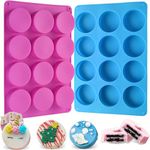 MARHABA TRADERS 12 Slot Round Chocolate Cookie Molds, Cylinder Silicone Mold, Perfect for Chocolate Covered Oreos, Cake, Candy, Pudding, Mini Soap