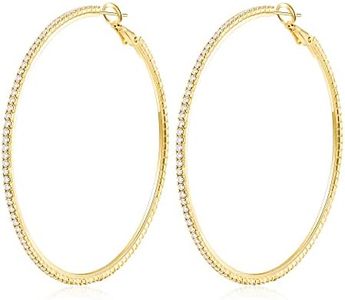 Kainier Gold Hoop Earrings for Women with Zircon Stones Hypoallergenic Sterling Silver Post Lightweight Hoops Jewelry 20mm–70mm Large Gold Hoops Trendy Rhinestone Statement Earrings Gift for Her
