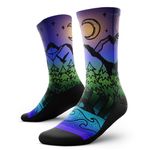 Outway Night Time Bliss Crew Socks, Moisture-Wicking Athletic Calf Socks with Arch Support for Men and Women, Colorful Design, Size M/L