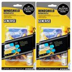 Windscreen Repair Kit x2 GENERISE Auto Windscreen Chip Repair Kit Tool for Chips, Cracks & Glass Repair - Includes Glass Repair Fluid Plus Anti-Slip Dashboard Mat