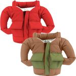 OUYOOLE Drinkware Jacket,2 Pack Beverage Jacket, Great Packaged Beer Jacket for Cans, Funny Can Cover Gifts for Women, Men, Mom, Dad and Boyfriend(Red+Brown)