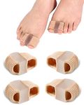 Toe Spacers for Women Men Bunion Correct, Toe Separators for Bunion Correction, Hammer Toe Straightener Toe Spreaders with 2 Elastic Toe Loops and Soft Gel Pads, Good for Relief (S+L)